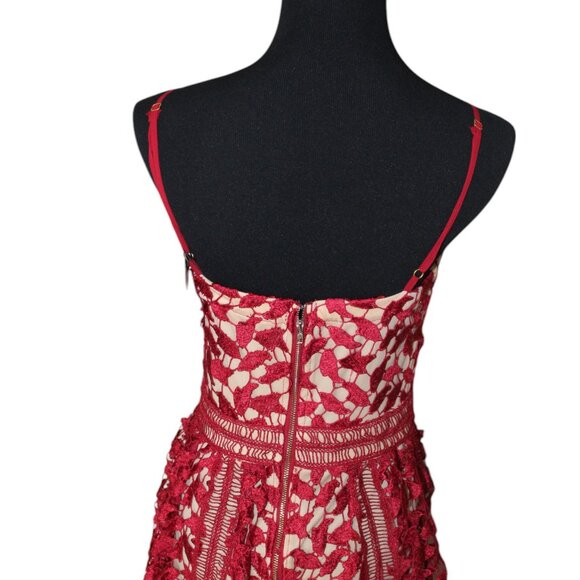 Boohoo Berry Red Corded Lace Midi SKATER Dress Size 8 NWT's HOLIDAY! - Picture 10 of 16